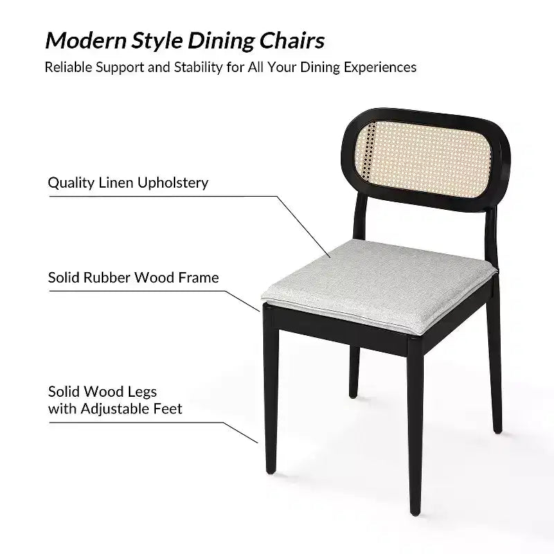 Hartmut Sedie da pranzo moderne Ratten, set da 2 con gambe in legno massello ART OF LIVING DESIGNS