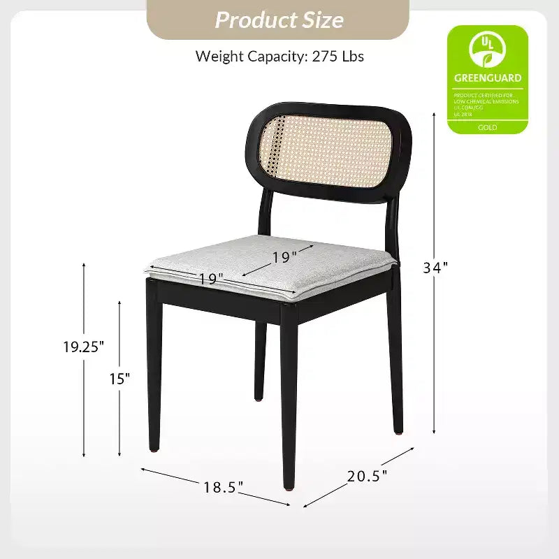 Hartmut Sedie da pranzo moderne Ratten, set da 2 con gambe in legno massello ART OF LIVING DESIGNS