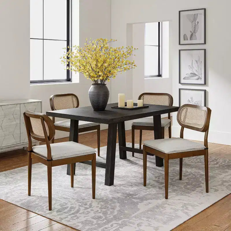 Hartmut Sedie da pranzo moderne Ratten, set da 2 con gambe in legno massello ART OF LIVING DESIGNS