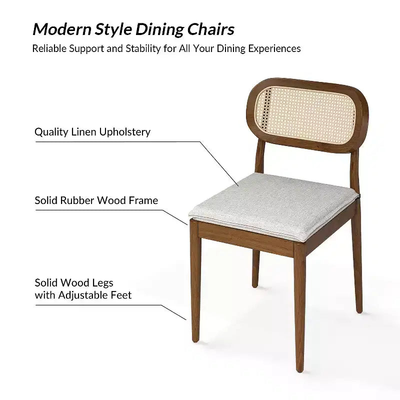 Hartmut Sedie da pranzo moderne Ratten, set da 2 con gambe in legno massello ART OF LIVING DESIGNS