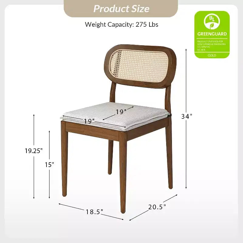 Hartmut Sedie da pranzo moderne Ratten, set da 2 con gambe in legno massello ART OF LIVING DESIGNS