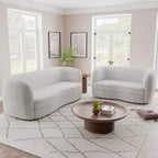 HOMES: Inside + Out Divanetto curvo Pinehush Boho in tessuto Bouclé da 63,75" con cuscini a molle insacchettate