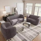 HOMES: Inside + Out Divanetto curvo Pinehush Boho in tessuto Bouclé da 63,75" con cuscini a molle insacchettate