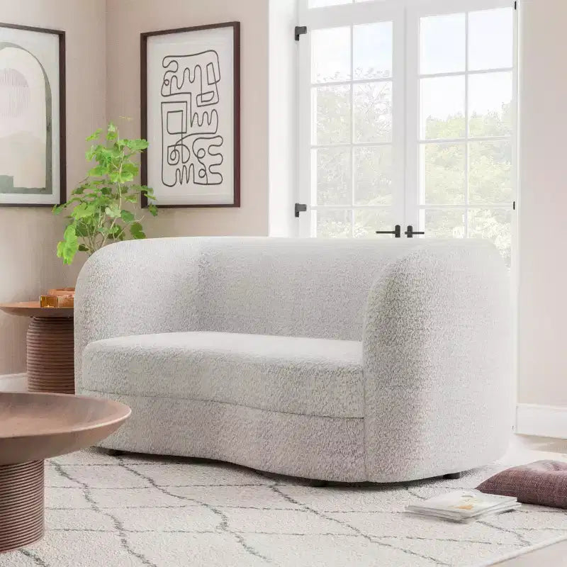HOMES: Inside + Out Divanetto curvo Pinehush Boho in tessuto Bouclé da 63,75" con cuscini a molle insacchettate