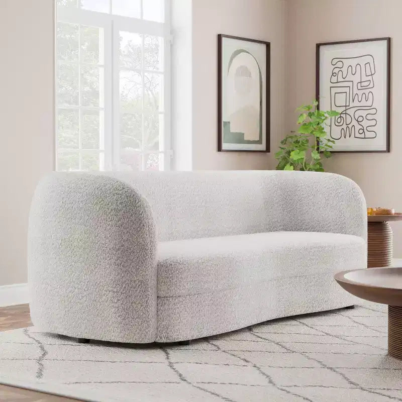 HOMES: Inside + Out Divano Boucle Curvo Pinehush Boho 85" con Cuscini a Molle Insacchettate