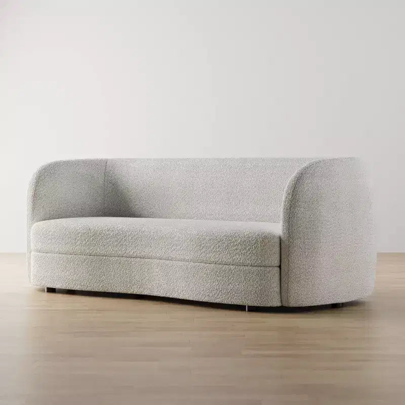 HOMES: Inside + Out Divano Boucle Curvo Pinehush Boho 85" con Cuscini a Molle Insacchettate