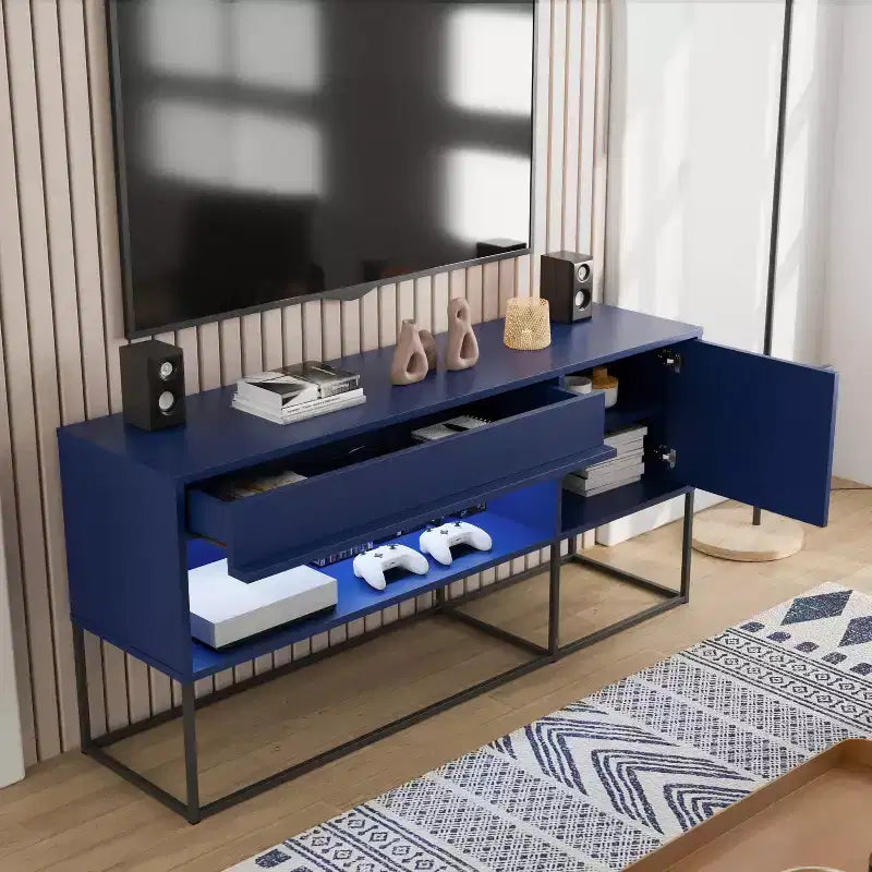 Mobile TV Tidehigh Modern 1 cassetto 24/7 Shop At Home per TV fino a 65 pollici con luci a LED
