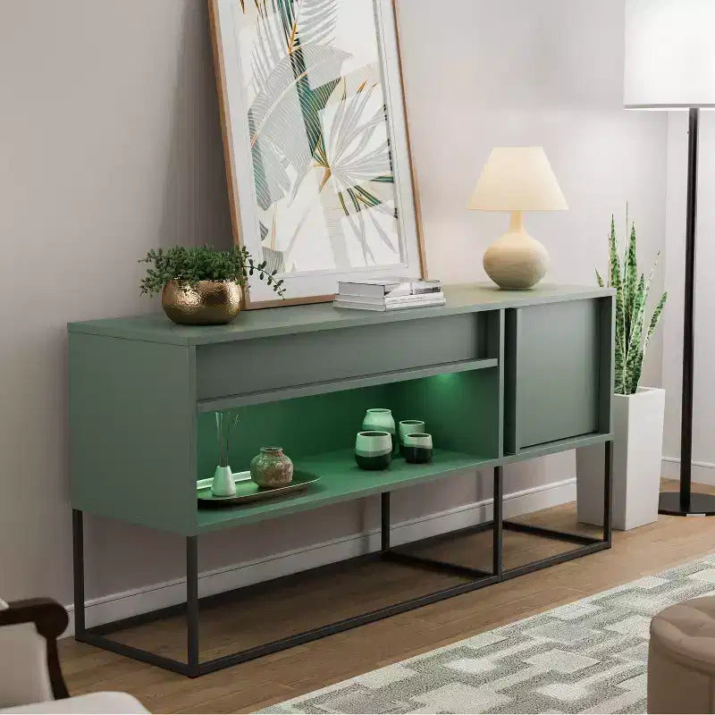 Mobile TV Tidehigh Modern 1 cassetto 24/7 Shop At Home per TV fino a 65 pollici con luci a LED