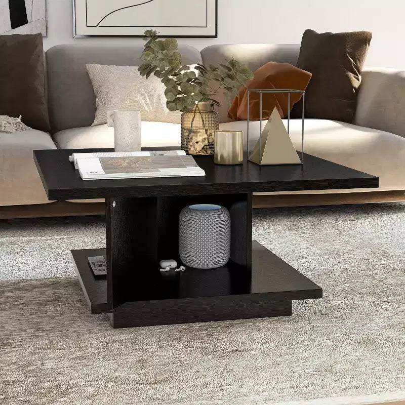 24/7 Shop At Home Traci 31 Tavolino da caffè quadrato contemporaneo con vano contenitore a scomparsa