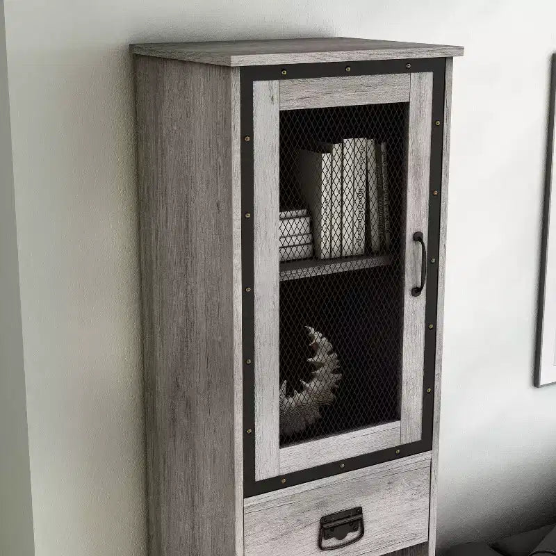 miBasics Stormquiet Farmhouse Mobiletto a Torre con 1 Cassetto, Portabottiglie e Ripiani