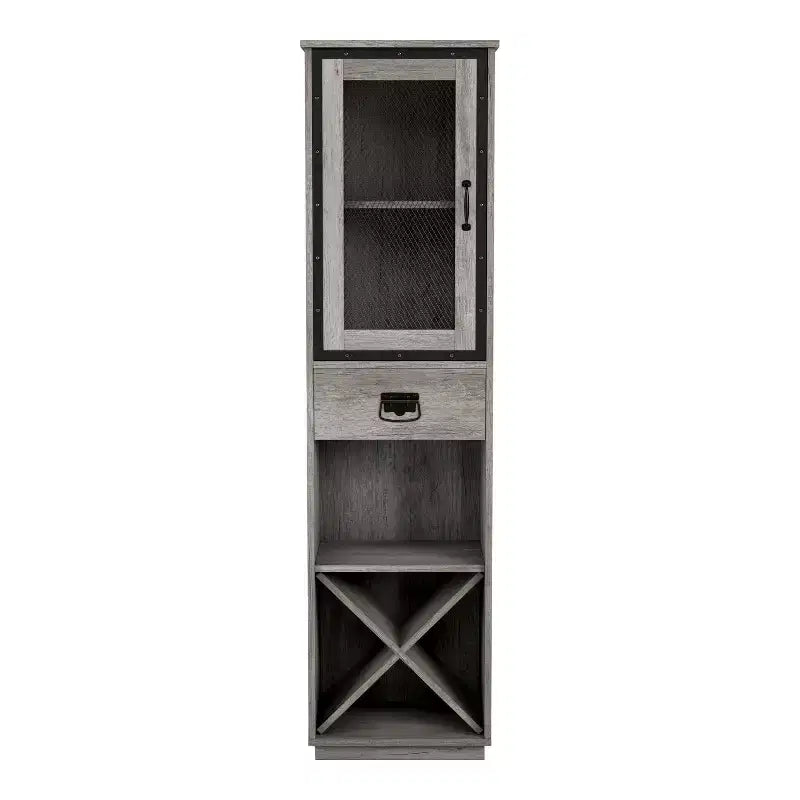 miBasics Stormquiet Farmhouse Mobiletto a Torre con 1 Cassetto, Portabottiglie e Ripiani