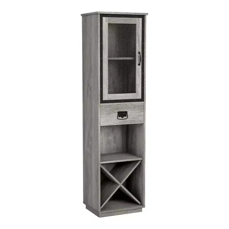 miBasics Stormquiet Farmhouse Mobiletto a Torre con 1 Cassetto, Portabottiglie e Ripiani