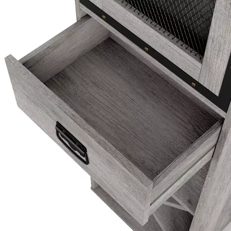 miBasics Stormquiet Farmhouse Mobiletto a Torre con 1 Cassetto, Portabottiglie e Ripiani