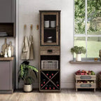 miBasics Stormquiet Farmhouse Mobiletto a Torre con 1 Cassetto, Portabottiglie e Ripiani