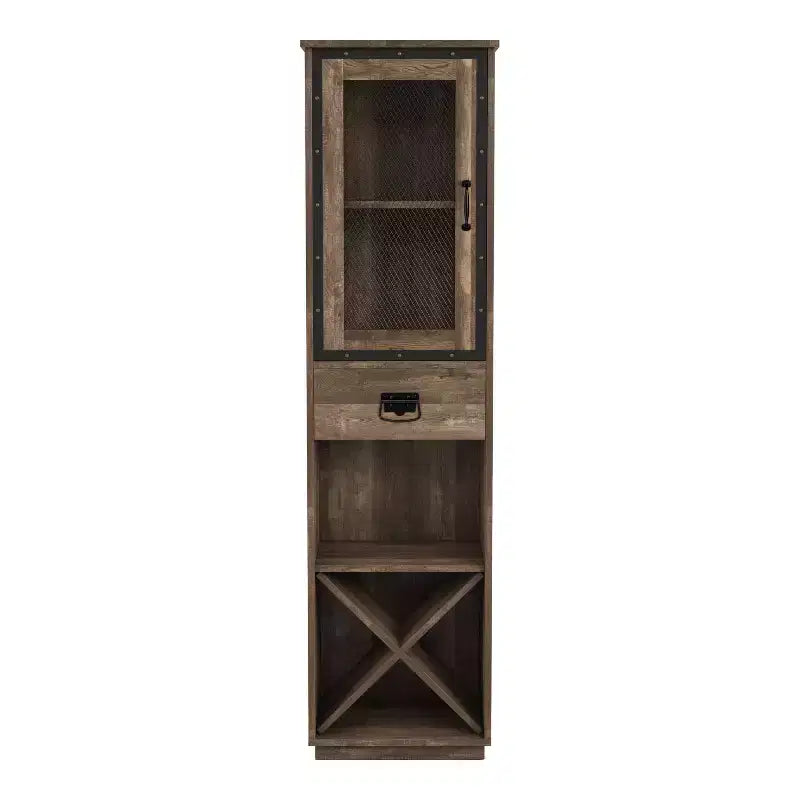 miBasics Stormquiet Farmhouse Mobiletto a Torre con 1 Cassetto, Portabottiglie e Ripiani