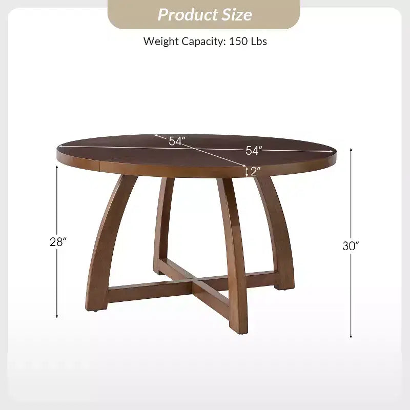 Nicola 54 Tavolo da pranzo rotondo in legno massello moderno di metà secolo|HULALA HOME
