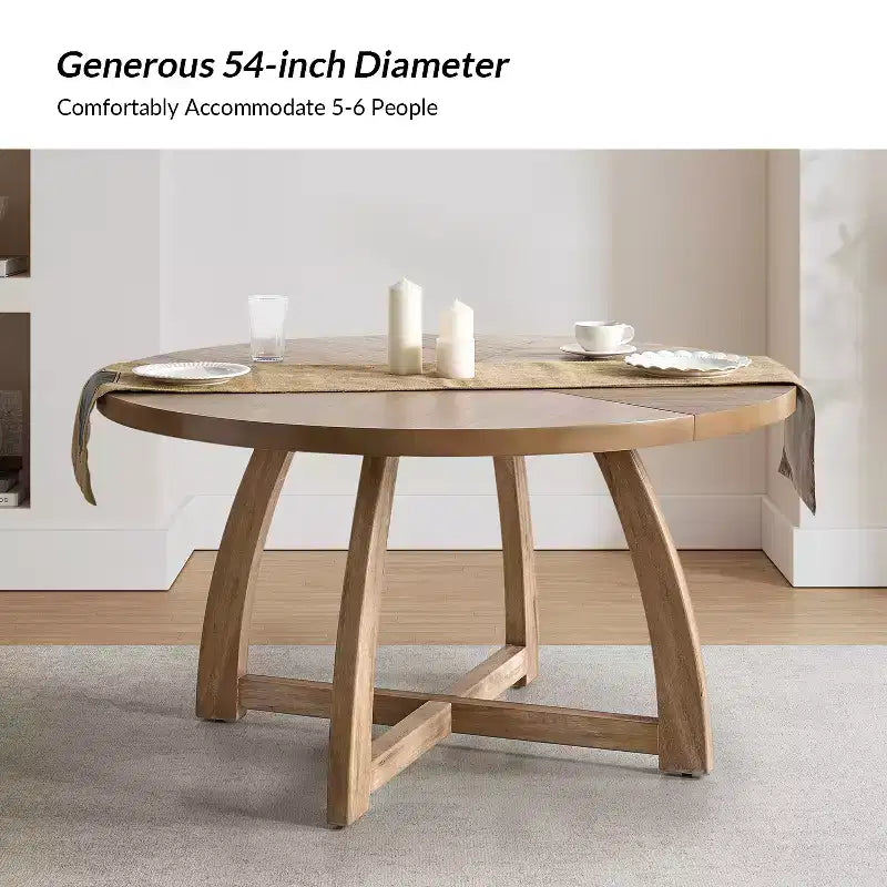 Nicola 54 Tavolo da pranzo rotondo in legno massello moderno di metà secolo|HULALA HOME
