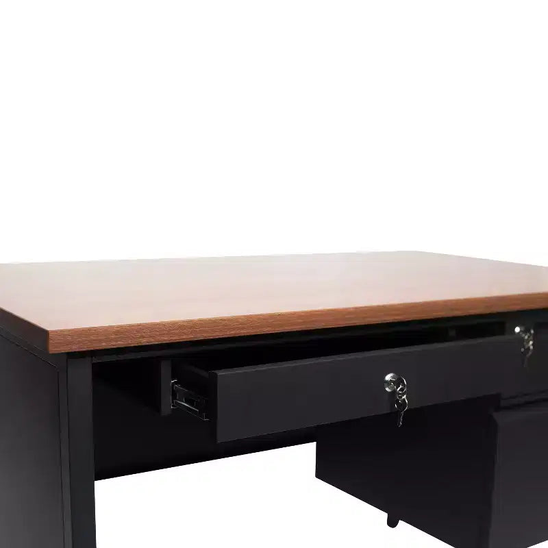 Flash Furniture Cambridge Scrivania a piedistallo singolo di grado commerciale con cassetti con serratura e struttura in metallo