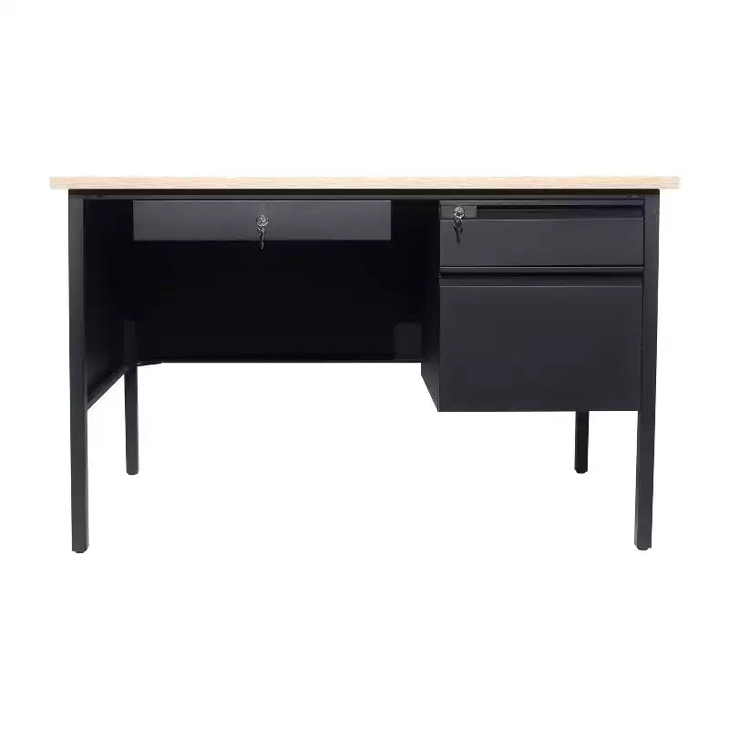 Flash Furniture Cambridge Scrivania a piedistallo singolo di grado commerciale con cassetti con serratura e struttura in metallo