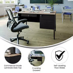Flash Furniture Cambridge Scrivania a piedistallo singolo di grado commerciale con cassetti con serratura e struttura in metallo