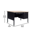 Flash Furniture Cambridge Scrivania a piedistallo singolo di grado commerciale con cassetti con serratura e struttura in metallo