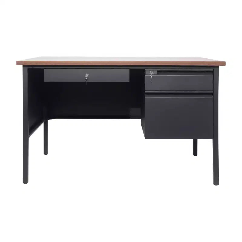 Flash Furniture Cambridge Scrivania a piedistallo singolo di grado commerciale con cassetti con serratura e struttura in metallo