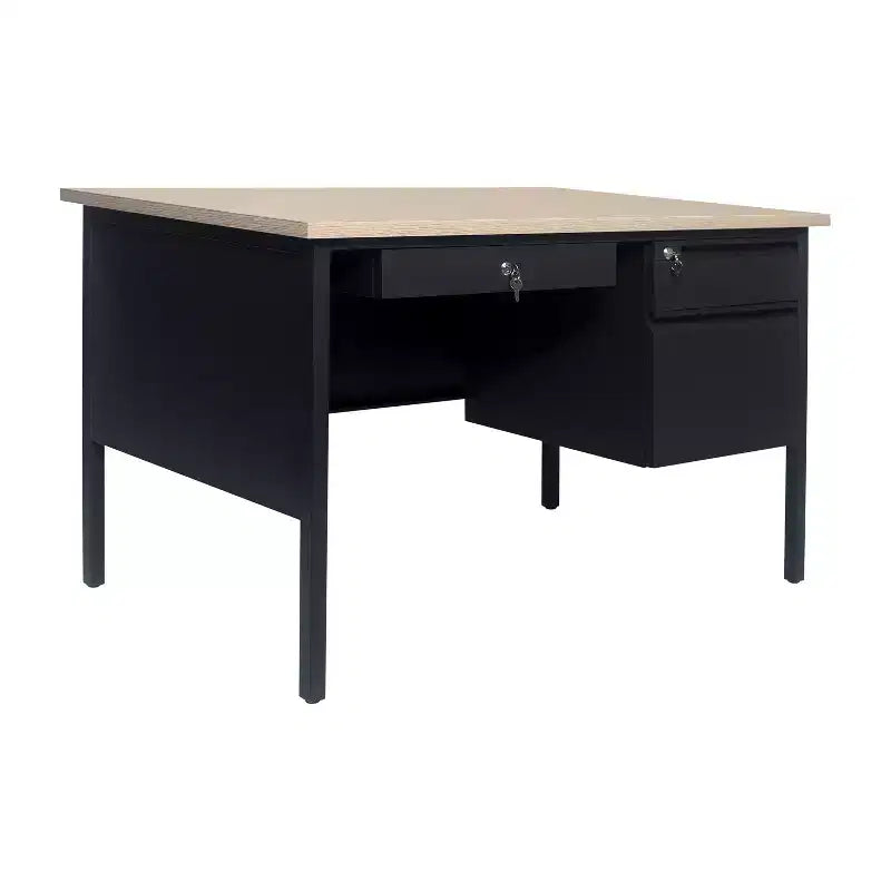 Flash Furniture Cambridge Scrivania a piedistallo singolo di grado commerciale con cassetti con serratura e struttura in metallo