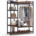 Lantine Freestanding Closet Organizer, Heavy Duty Clothes Closet, Portable Garment Rack with 6 Shelves and Hanging rod