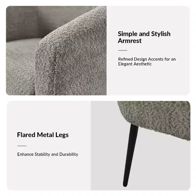 Set di 2 Poltrone Guy Moderne in Bouclé con gambe in metallo ART OF LIVING DESIGNS