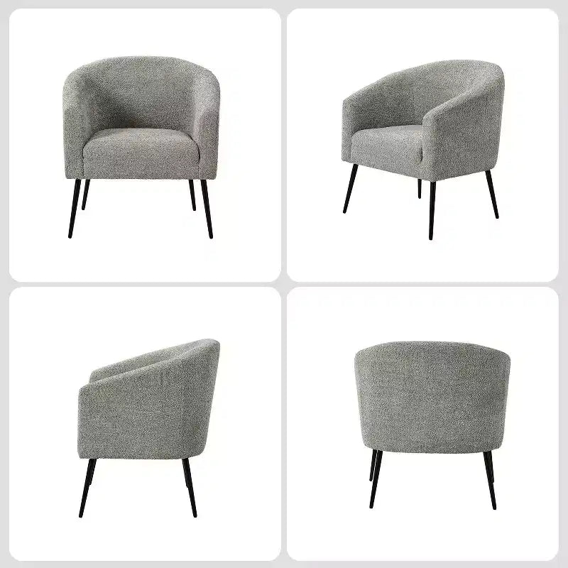 Set di 2 Poltrone Guy Moderne in Bouclé con gambe in metallo ART OF LIVING DESIGNS