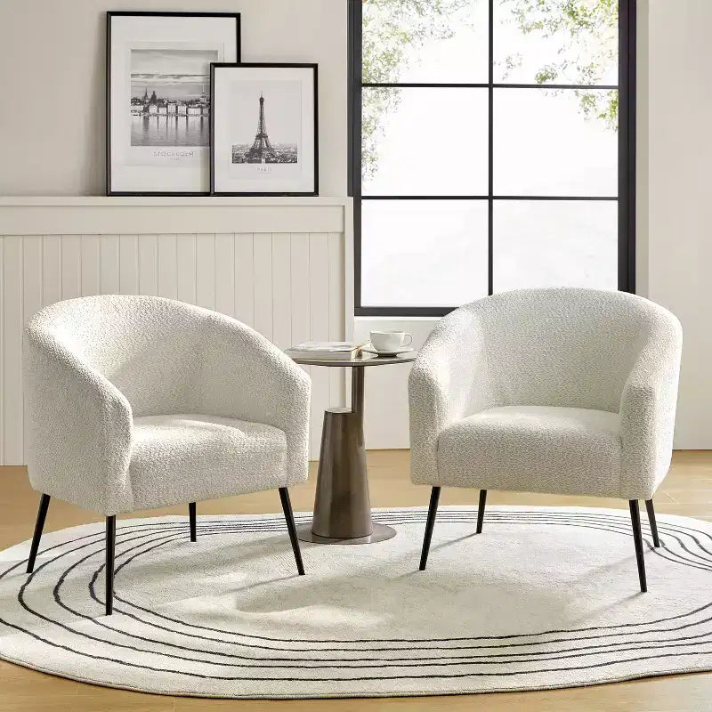 Set di 2 Poltrone Guy Moderne in Bouclé con gambe in metallo ART OF LIVING DESIGNS