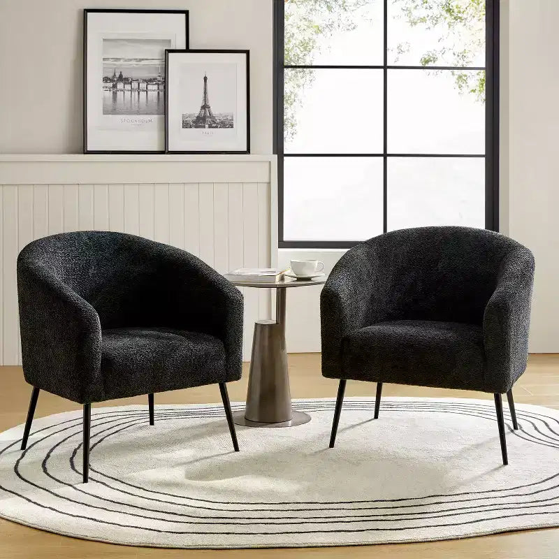 Set di 2 Poltrone Guy Moderne in Bouclé con gambe in metallo ART OF LIVING DESIGNS