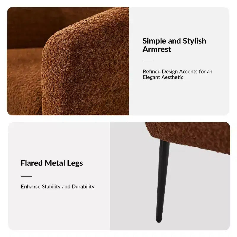 Set di 2 Poltrone Guy Moderne in Bouclé con gambe in metallo ART OF LIVING DESIGNS