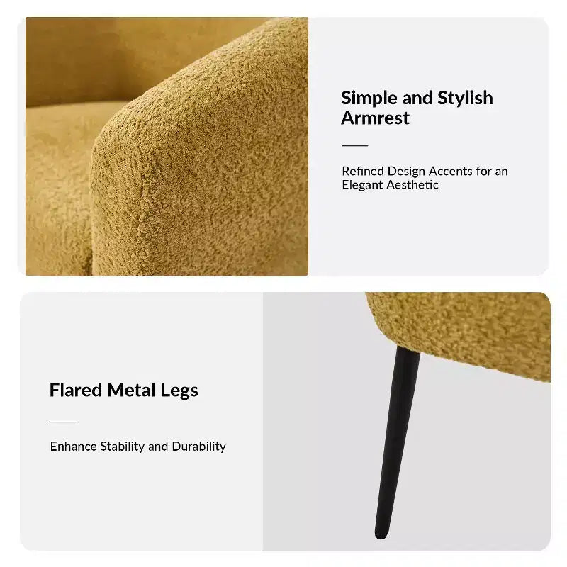 Set di 2 Poltrone Guy Moderne in Bouclé con gambe in metallo ART OF LIVING DESIGNS