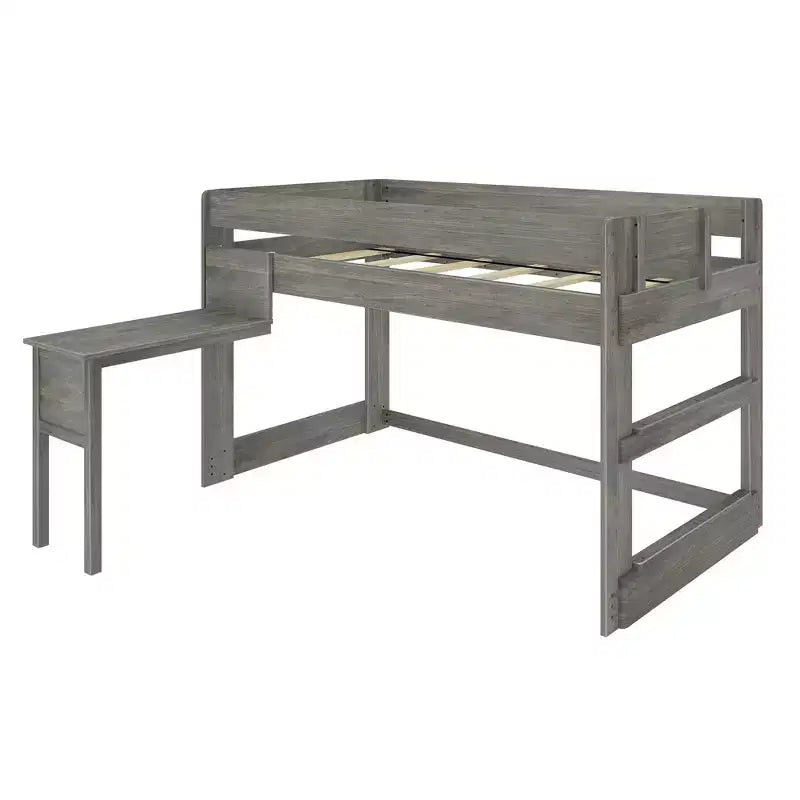 Max & Lily Letto a soppalco in legno massello con scrivania, Letto a soppalco alto singolo moderno stile rustico per bambini
