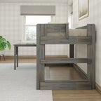 Max & Lily Letto a soppalco in legno massello con scrivania, Letto a soppalco alto singolo moderno stile rustico per bambini