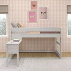 Max & Lily Letto a soppalco in legno massello con scrivania, Letto a soppalco alto singolo moderno stile rustico per bambini