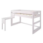 Max & Lily Letto a soppalco in legno massello con scrivania, Letto a soppalco alto singolo moderno stile rustico per bambini