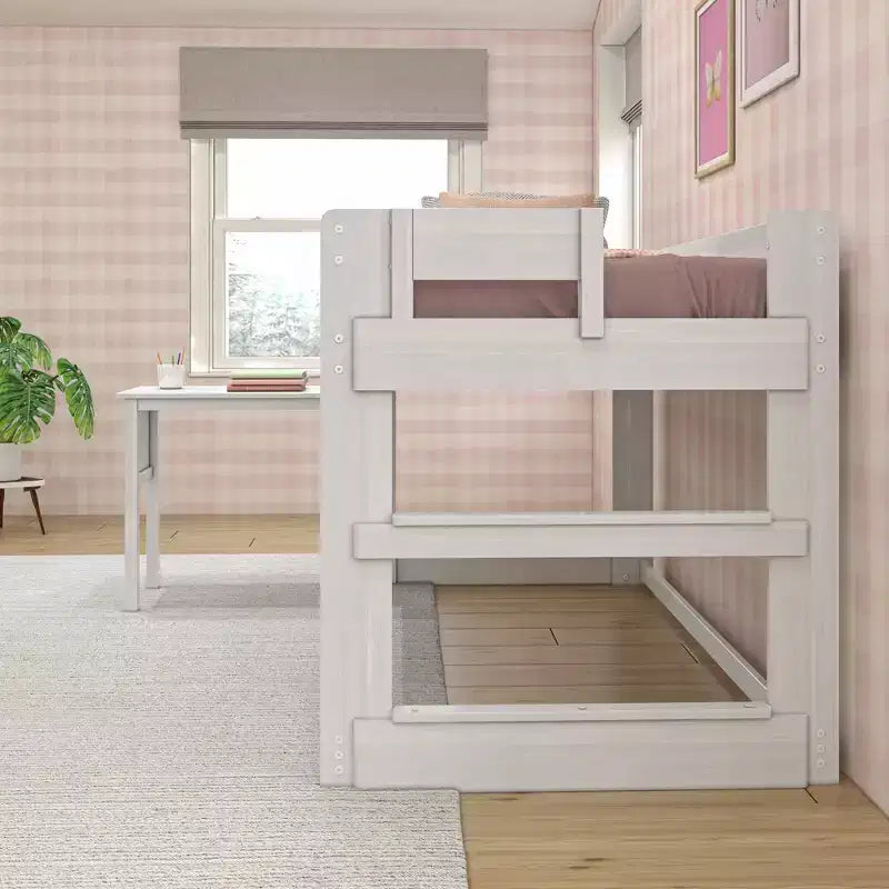 Max & Lily Letto a soppalco in legno massello con scrivania, Letto a soppalco alto singolo moderno stile rustico per bambini