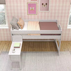 Max & Lily Letto a soppalco in legno massello con scrivania, Letto a soppalco alto singolo moderno stile rustico per bambini