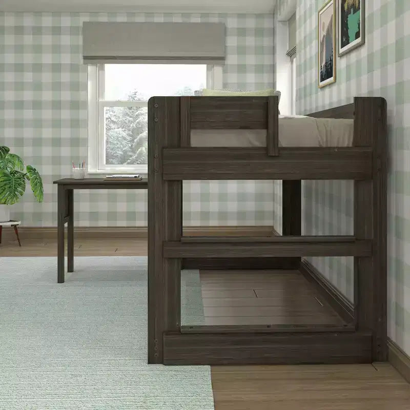 Max & Lily Letto a soppalco in legno massello con scrivania, Letto a soppalco alto singolo moderno stile rustico per bambini