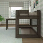 Max & Lily Letto a soppalco in legno massello con scrivania, Letto a soppalco alto singolo moderno stile rustico per bambini