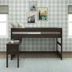 Max & Lily Letto a soppalco in legno massello con scrivania, Letto a soppalco alto singolo moderno stile rustico per bambini
