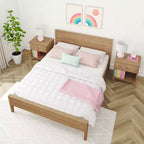 Max & Lily Letto matrimoniale, letto a piattaforma classico in legno massiccio con testiera a pannelli per bambini