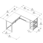 Max & Lily Scrivania a L in Legno Massello, Scrivania ad Angolo per Ufficio Domestico, Gaming, Computer, con Ripiani Contenitori