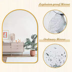 Dovelina Specchio da Parete Decorativo Rettangolare Semplice Moderno con Parte Superiore Arrotondata