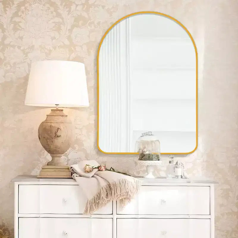 Dovelina Specchio da Parete Decorativo Rettangolare Semplice Moderno con Parte Superiore Arrotondata