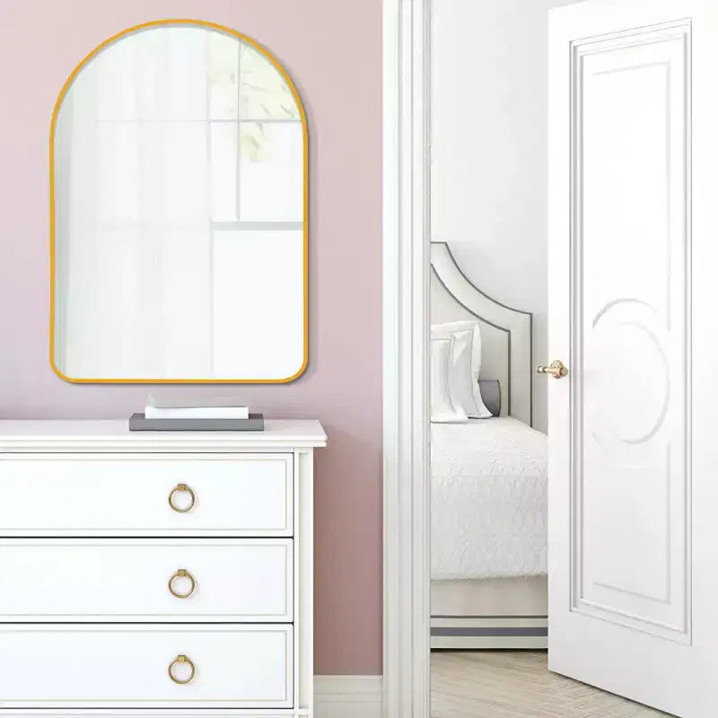 Dovelina Specchio da Parete Decorativo Rettangolare Semplice Moderno con Parte Superiore Arrotondata