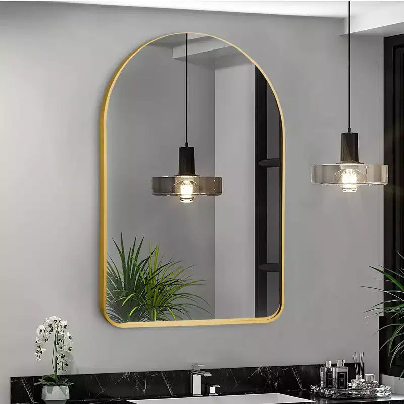 Dovelina Specchio da Parete Decorativo Rettangolare Semplice Moderno con Parte Superiore Arrotondata
