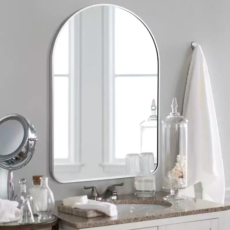 Dovelina Specchio da Parete Decorativo Rettangolare Semplice Moderno con Parte Superiore Arrotondata